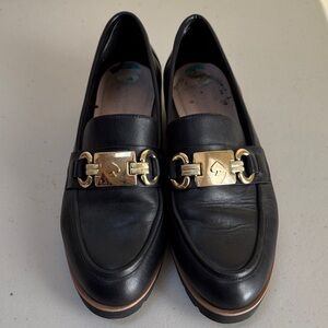 Kate Spade Black Loafers with Gold Accents - Women Size 8